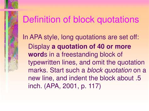 It is best to paraphrase sources rather than directly quoting them quotations are covered in section 8.25 to 8.34 of the apa publication manual, seventh edition. PPT - APA vs. MLA PowerPoint Presentation, free download ...