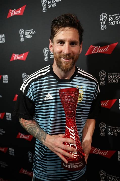 Lionel Messi Flaunts His Man Of The Match Award After World Cup Heroics
