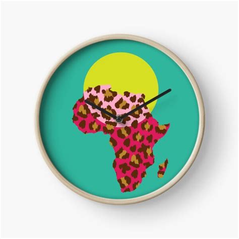 Colorful Africa Map Leopard Skin Pattern Clock By Ikonolexiart Africa