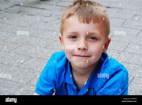 Portrait Of Happy Seven Year Old Stock Photo Alamy