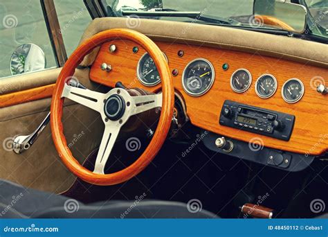 Vintage Car Interior Stock Photo Image Of Wheel Automobile 48450112