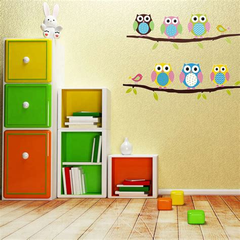 Design a gallery wall to fill that bare area above your bed. Owl Wall Stickers For Kids Rooms DIY Vinyl Removable Wall Sticker Baby Boy Girl Room Decor ...