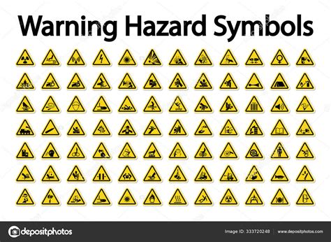 Warning Hazard Symbols Labels Sign Isolate On White Backgroundvector