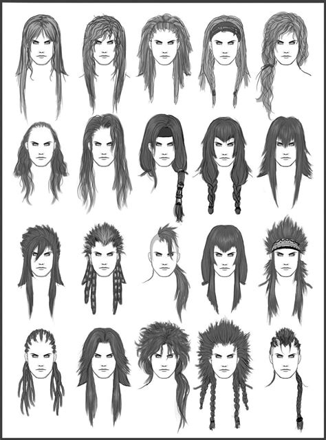 Mens Hair Set 6 By Dark Sheikah On Deviantart Long Hair Drawing