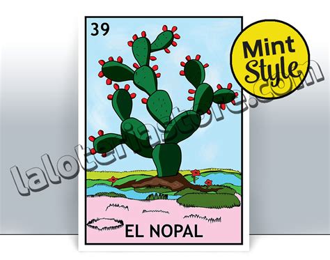 El Nopal Loteria Card The Prickly Pears Mexican Bingo Art Etsy