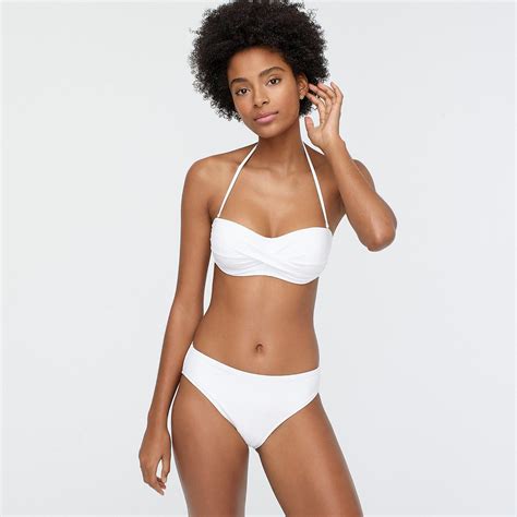 j crew synthetic twist bandeau underwire bikini top in white save 3 lyst