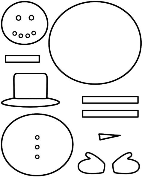 Snowman Paper Craft Black And White Template