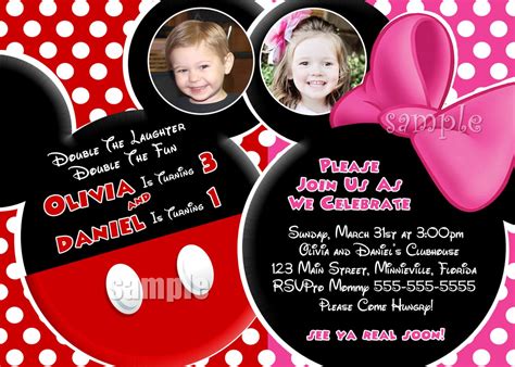 Mickey And Minnie Mouse Invitation Template