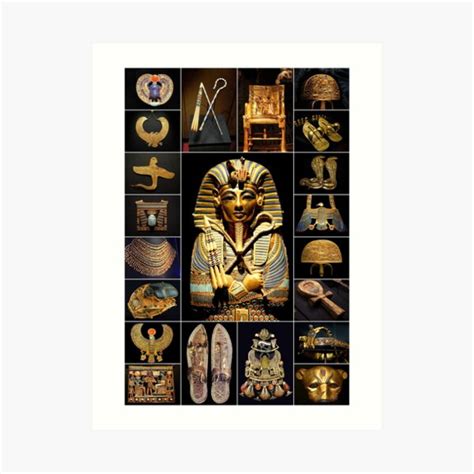 King Tutankhamun Artifacts Art Print By Montage Madness Redbubble