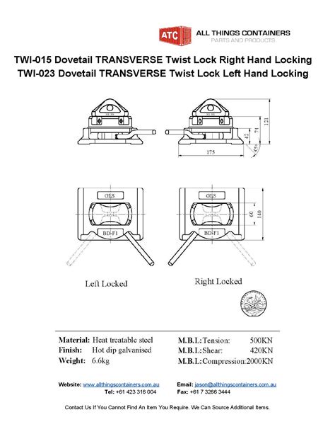 Twi 015 Dovetail Transverse Twistlock Right Locked All Things Containers Australia