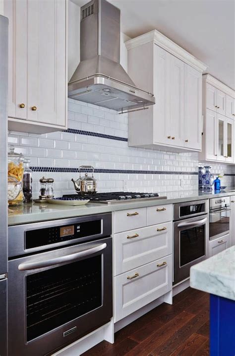 Wall oven in base cabinet. Kitchen Cabinets with Brass Hardware - Contemporary ...