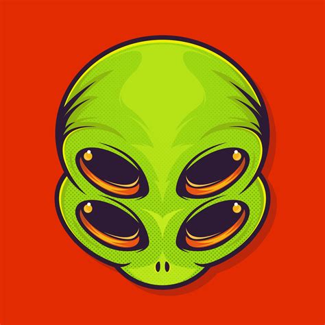 Alien Sticker With Four Eyes Extraterrestrial Ufo Patch Vector