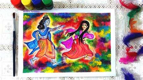 Happy Holi With Radha Krishna Holi Special Painting Youtube