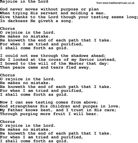 Baptist Hymnal Christian Song Rejoice In The Lord Lyrics With Pdf