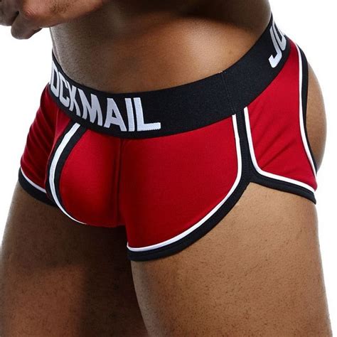 Jockmail Sexy Men Underwear Boxer Shorts Backless Buttocks Cotton Open