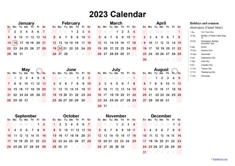 2023 Calendar Single Page Printable Calendar 2023