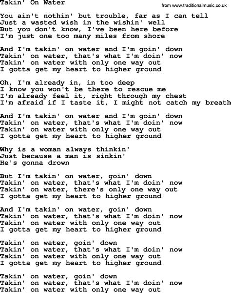 Willie Nelson Song Takin On Water Lyrics
