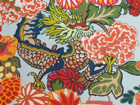 Perfect for drapery fabric or upholstery fabric. Schumacher Fabric 'CHIANG MAI DRAGON' 2.8 METRES ...