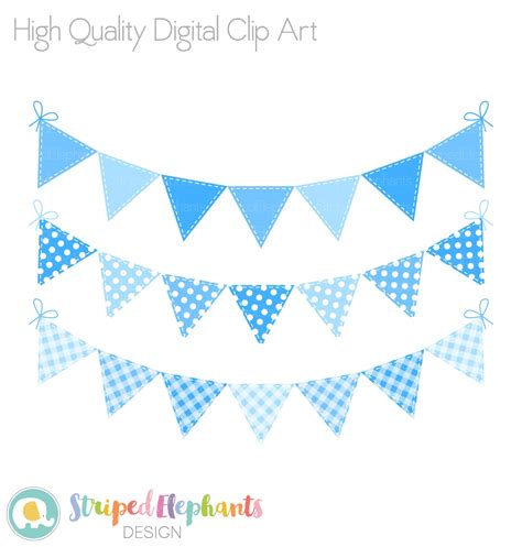 Blue Bunting Clip Art Baby Boy Bunting Flags Clipart Baby Etsy