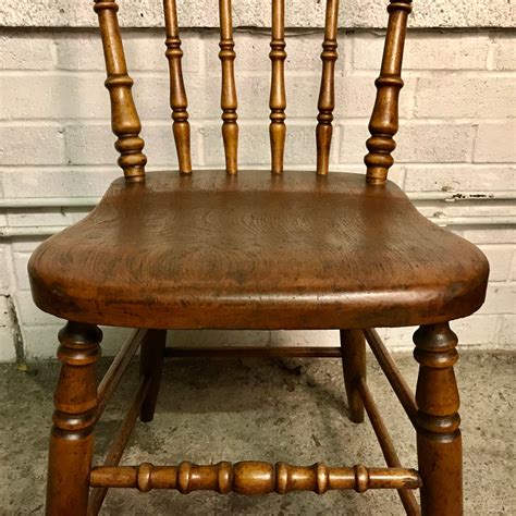 Set Of 4 Victorian Windsor Spindle Back Kitchen Chairs Made From Beech