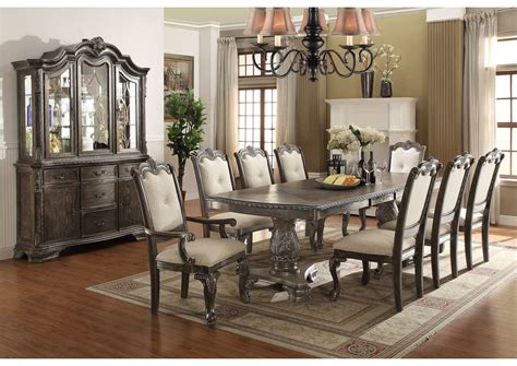 Kiera Grey Formal Dining Room Set W 8 Chairs And China Cabinet Frugal