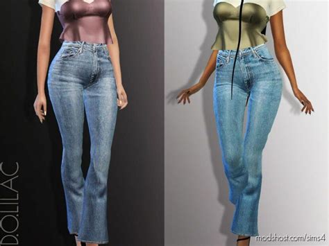 High Waist Flared Denim Jeans Do785 Sims 4 Clothes Mod Modshost