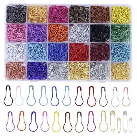 1200 Pcs 22 Colors Metal Safetypinsbulb Gourd Pins Pear Shaped Pins