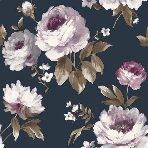 Painterly Floral Wallpaper Navy Wallpaper From I Love Wallpaper Uk