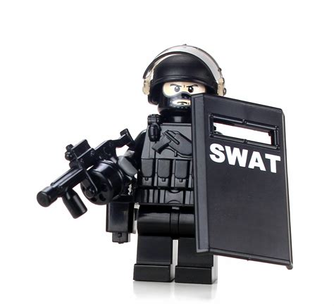 Swat Riot Control Police Officer Made With Real Lego Minifigure