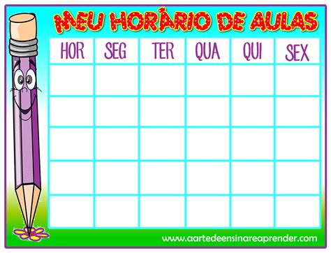 Hor Rio Das Aulas Atividades Infantil