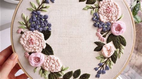 #002 #vingert #embroidery #pattern #vingertembroiderypattern supplies,embroidery_pattern,embroidery_tutorial. "Peach blossom and blue hydrangea" pattern. April wreath ...