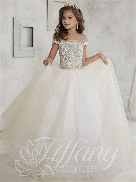 Tiffany Princess 13457 Off The Shoulder Girls Pageant Dress