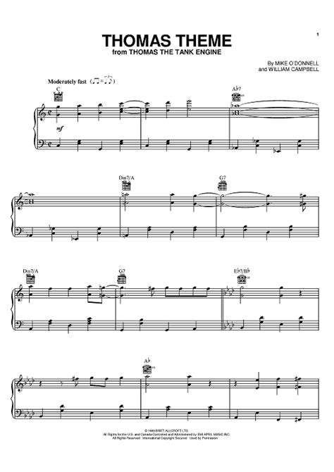 Thomas Theme Sheet Music By Mike Odonnell For Pianovocalchords
