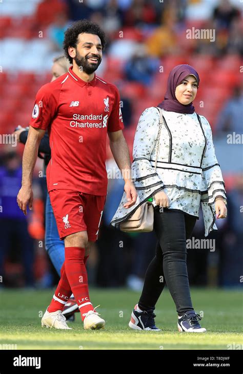 Liverpool's Mohamed Salah with wife Magi after the Premier League match