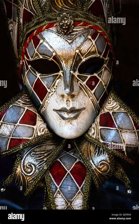 Traditional Venetian Chequered Carnival Mask Veneto Italy Stock Photo