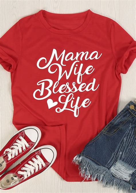 Mama Wife Blessed Life T Shirt Bellelily