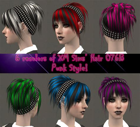 Mod The Sims 6 Streaked Recolors Of Floras Hair 076b Punk Style