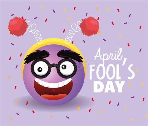 Funny Face With Glasses To Fools Day Stock Vector Illustration Of