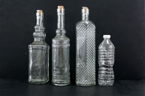 Decorative Clear Glass Whiskey Style Bottle With Cork 12 Tall