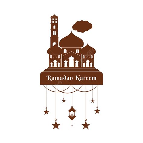 Gambar Desain Ramadhan Kareem Dengan Bintang Awan Masjid Atau Lander