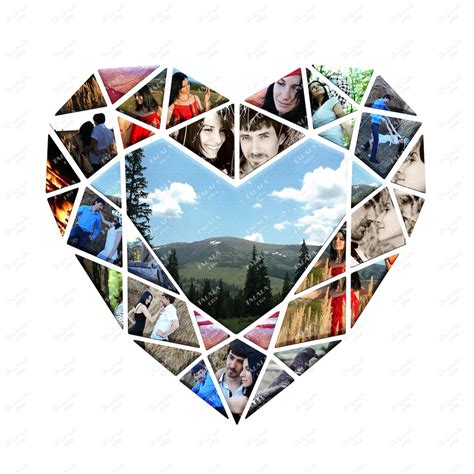 Digital Heart Collage Template Download For Photoshop For 37 Etsy