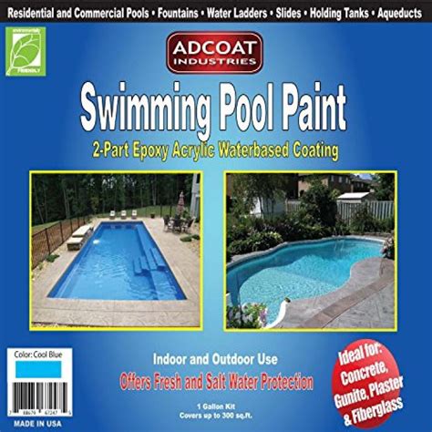 Swimming Pool Paint 2 Part Epoxy Acrylic Waterbased Coating 1 Gallon