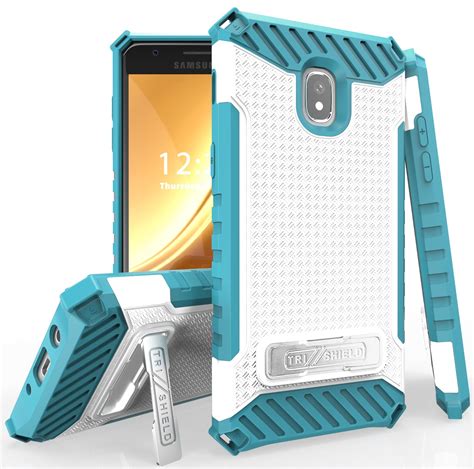 Case For Galaxy J3 2018 Whiteturquoise Tri Shield Rugged Cover With