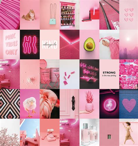 Pastel Wall Collage Kit Digital Prints Pink Aesthetic Etsy Canada