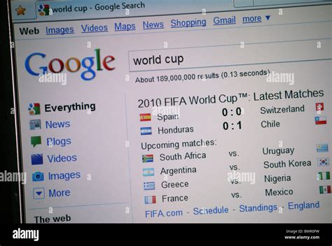 The Fifa World Cup Results Being Searched For And Displayed On The