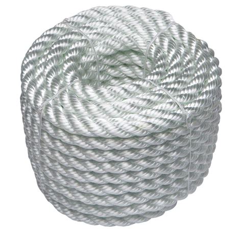 Everbilt 12 In X 50 Ft White Twisted Nylon Rope 73272 The Home Depot