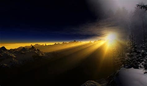 Sunset over the snowy winter landscape image - Free stock photo - Public Domain photo - CC0 Images