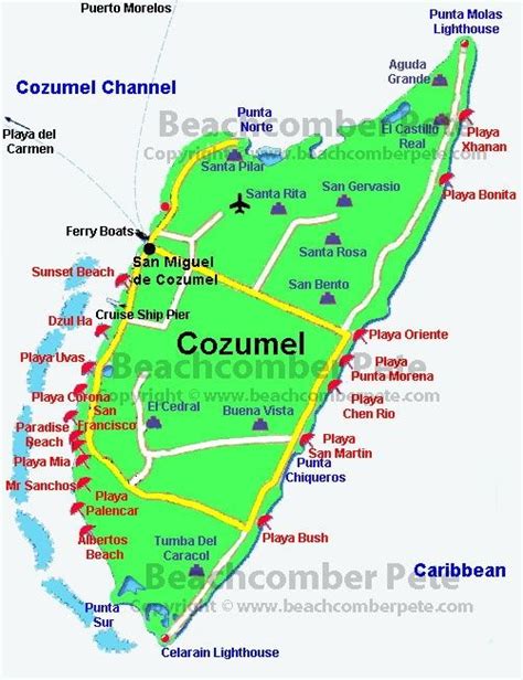 Cozumel Cruise Ship Piers Map