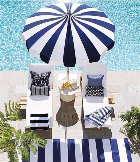 Stripes By The Pool Pool Decor Patio Outdoor Spaces