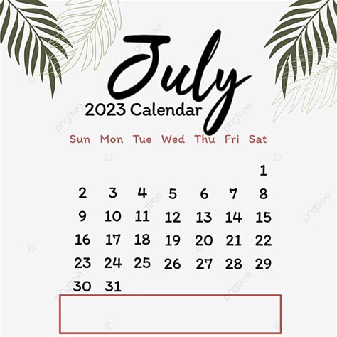 Gambar Kalender Juli 2023 Juli Juli 2023 Kalender 2023 Png